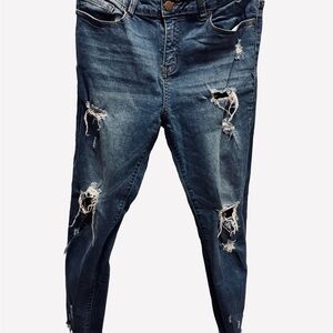 Fashion Nova Ripped Blue Skinny Jeans